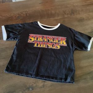 Girls, Stranger Things crop top ringer tee